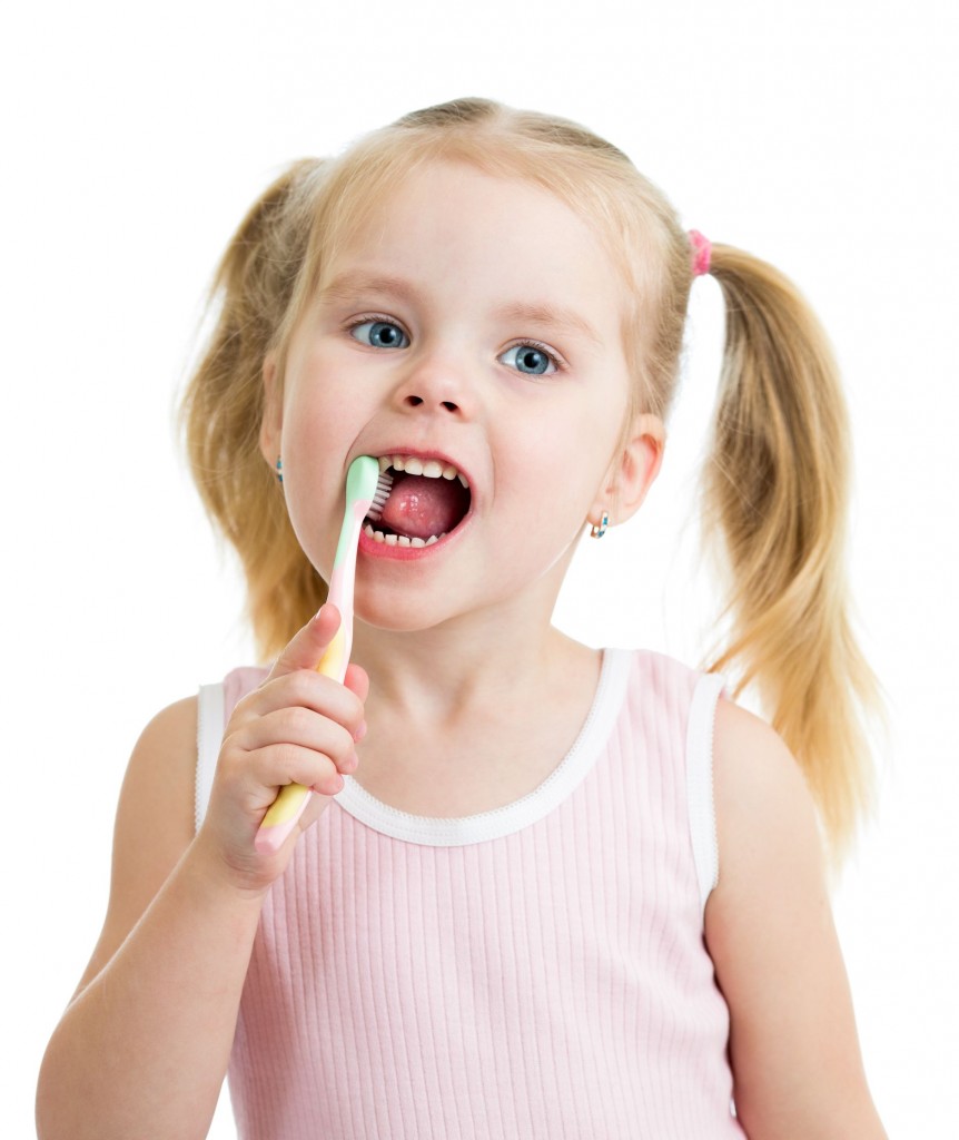image of child brushing their teeth.
